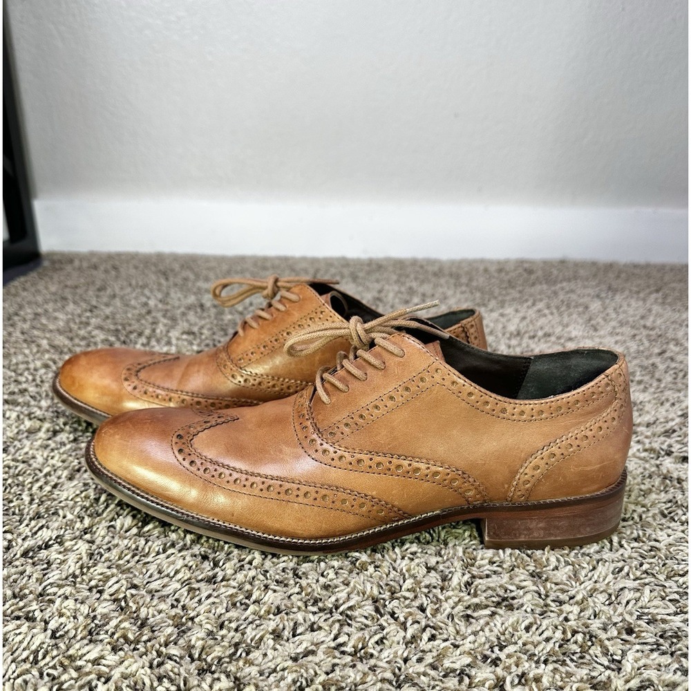 Cole Haan Shoes Williams British Tan Leather Wingtip Oxford C12210 Size 9.5 M